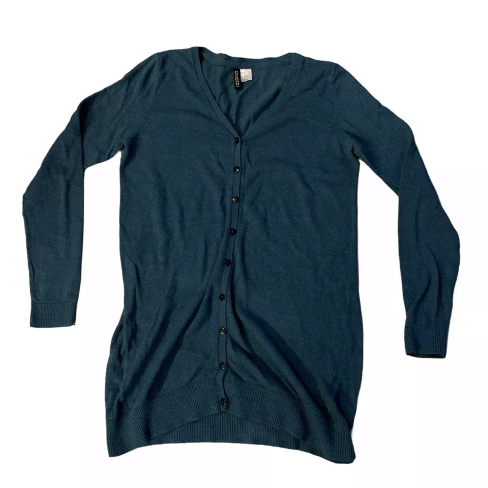 Divided H&M Teal Button Front Sweater Top Womens M